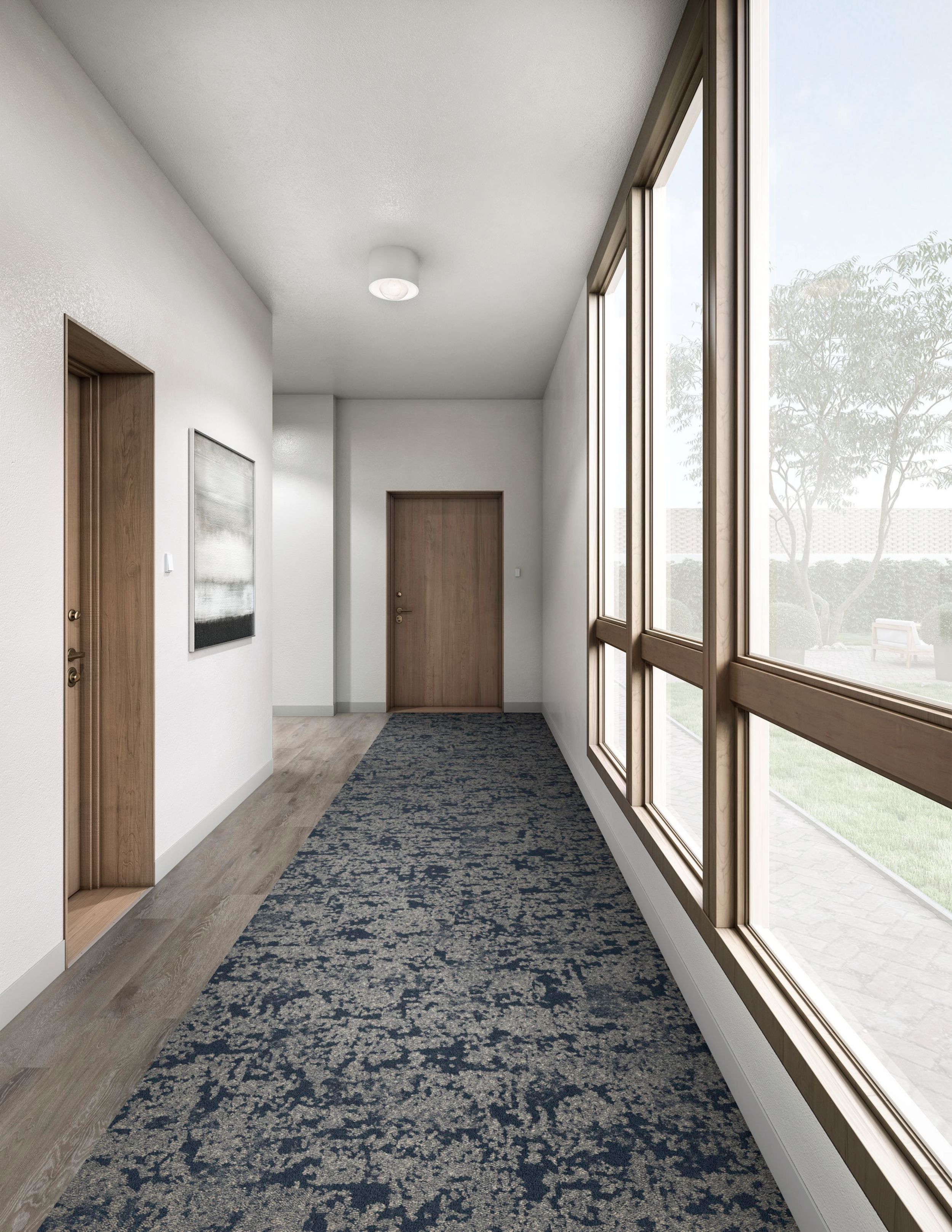 Interface Meadowland carpet tile in hallway with wooden door at end image number 3